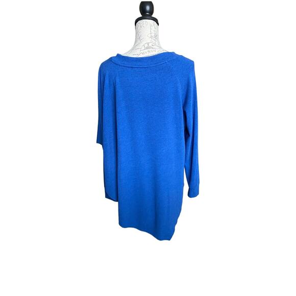 Soft Surroundings Petite Blue Madison Asymmetrical Hem Cape Knit Sweater Top PXL - Picture 3 of 8